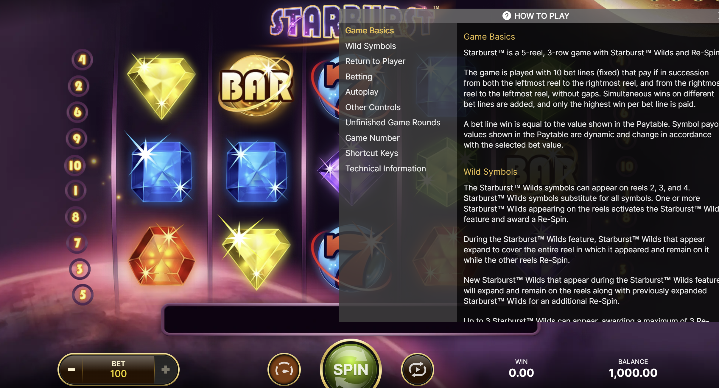 Jak grać w Starburst